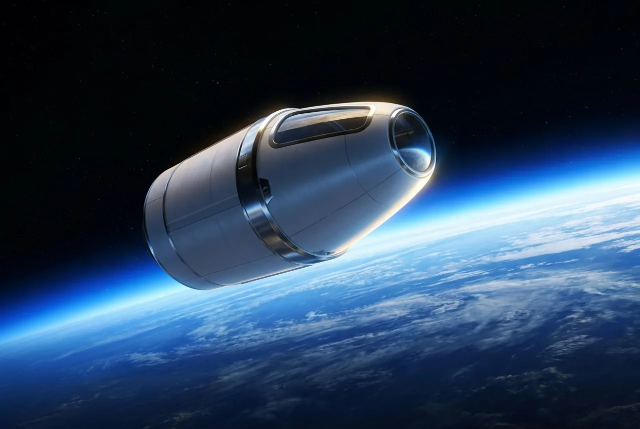 The Apogee spacecraft in orbit above Earth.